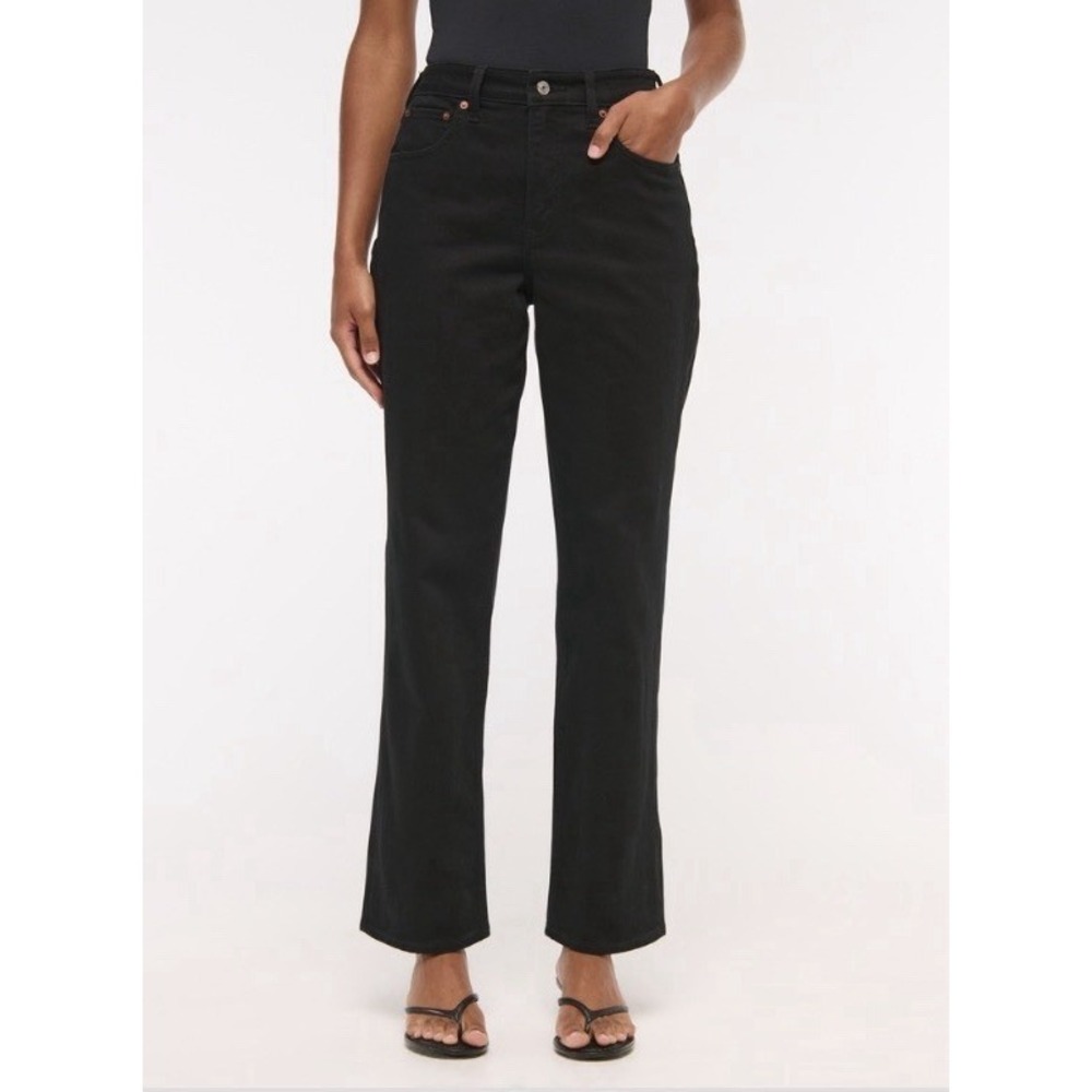 Abercrombie Vintage Straight High Rise Curve Love Size Black 26|2 Wide Leg